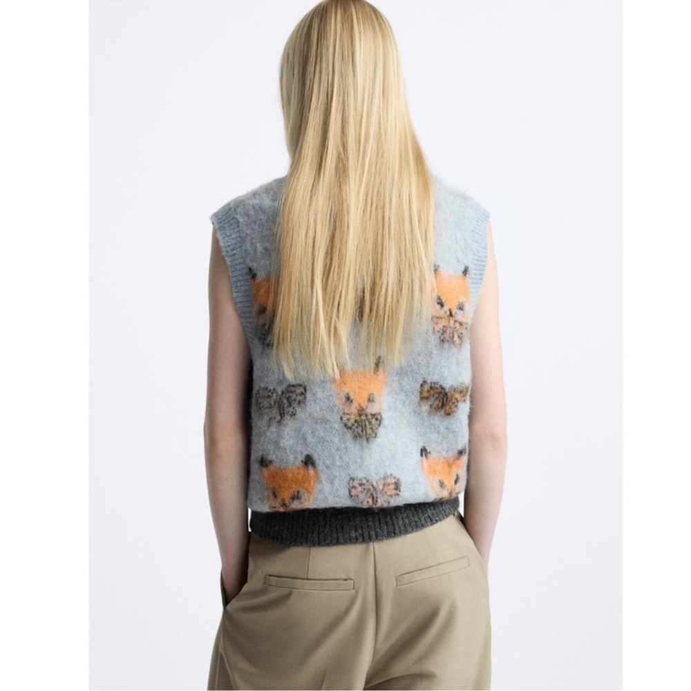 Zara JACQUARD KNIT VEST X HARRY LAMBERT Size XL - Picture 6 of 14